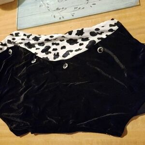 Black Velvet Shorts with Cow Print Bodysuit NWT